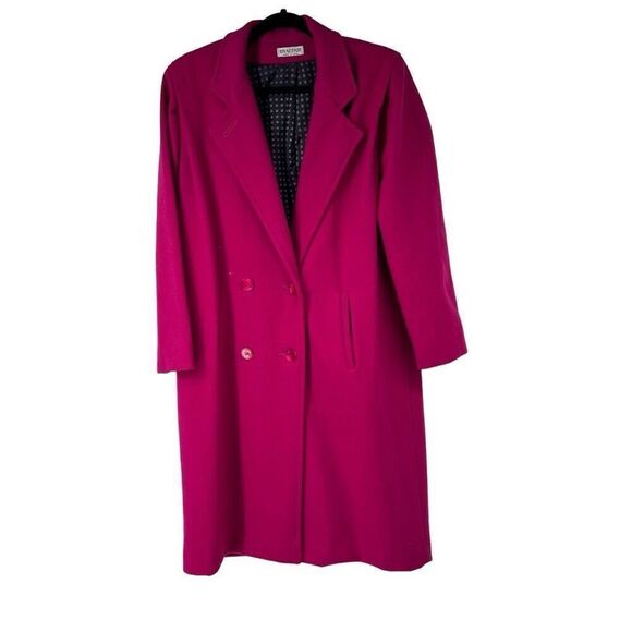 Vintage Braefair Union Made Wool Blend Magenta Pink Double Breasted Coat Women’s - Picture 1 of 10